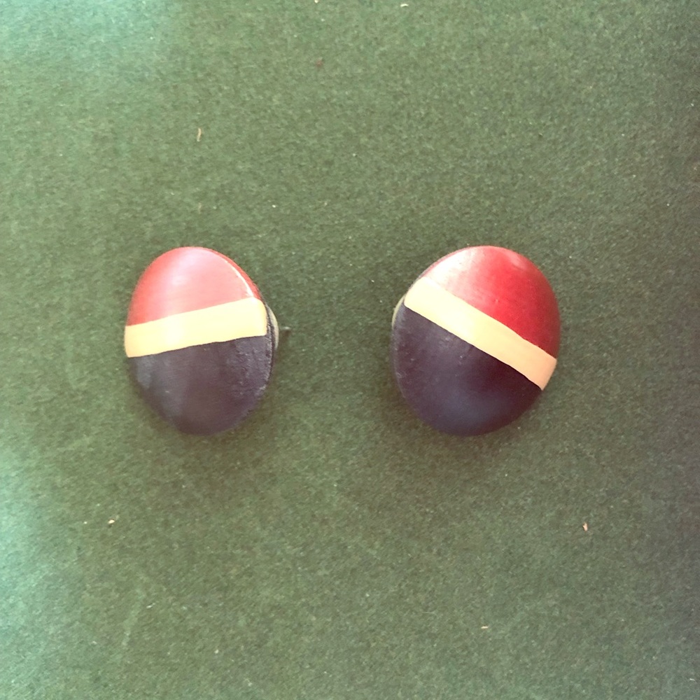 Vintage Handpainted Circle Earrings